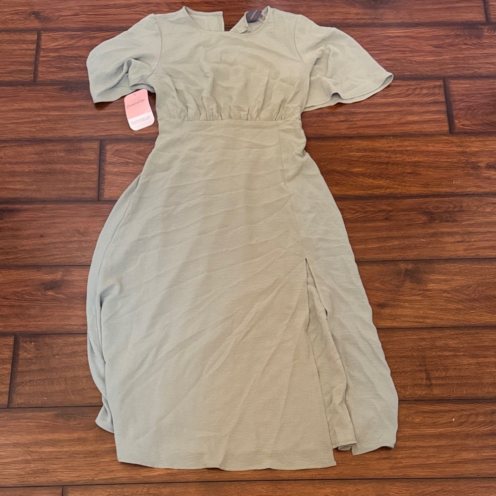 Chic Long Sleeve Sage Dress